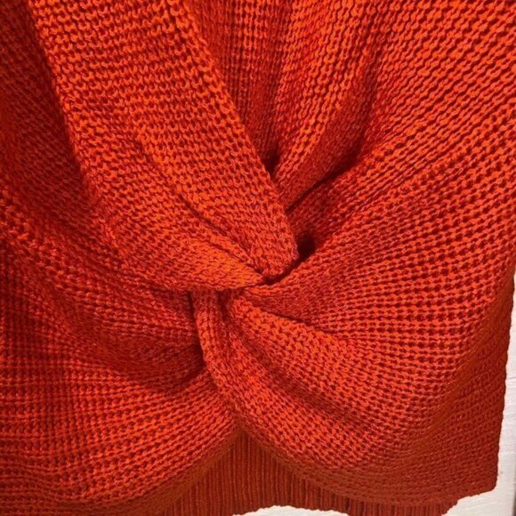 POOF Women's V-Neck Criss Cross Twisted Pullover Knitted Knot Front sweater‎ - Picture 7 of 8
